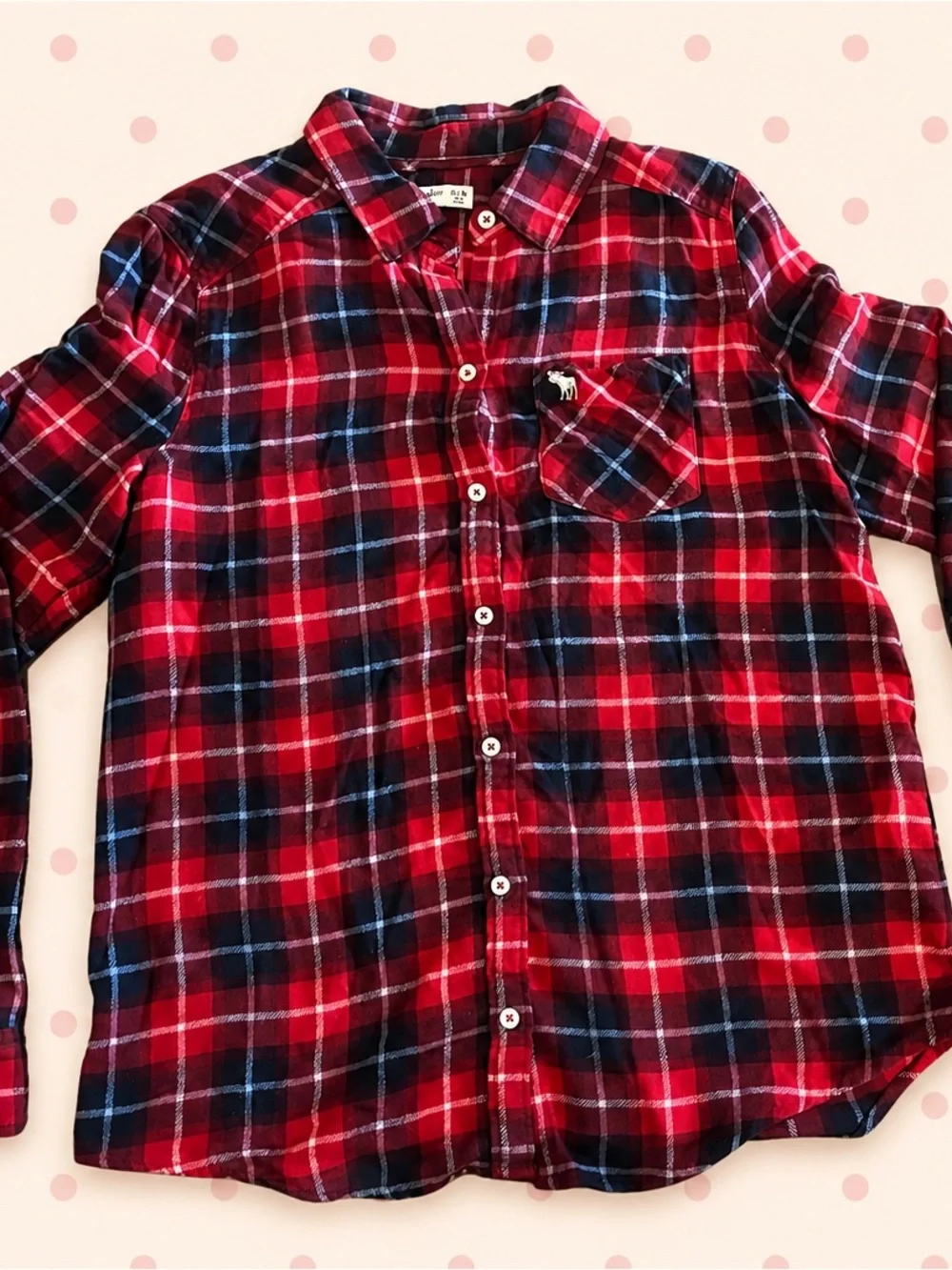 Abercrombie & Fitch Red, Black & Blue Plaid Button-Down Shirt
